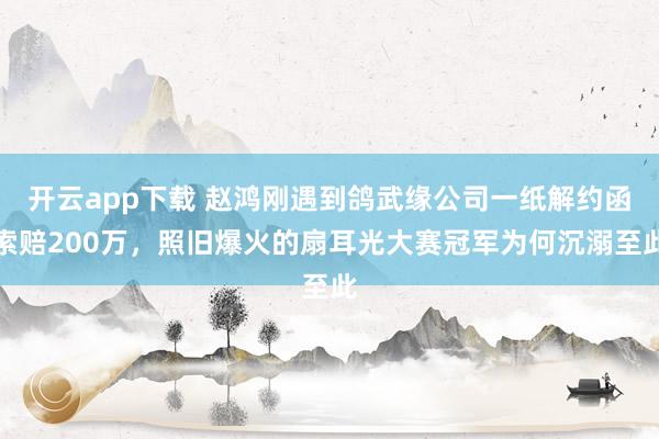 开云app下载 赵鸿刚遇到鸽武缘公司一纸解约函索赔200万，照旧爆火的扇耳光大赛冠军为何沉溺至此