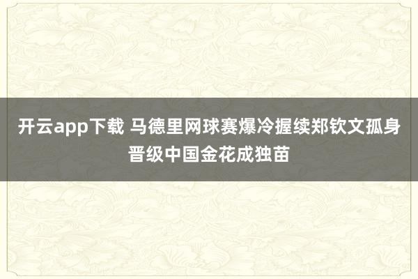 开云app下载 马德里网球赛爆冷握续郑钦文孤身晋级中国金花成独苗