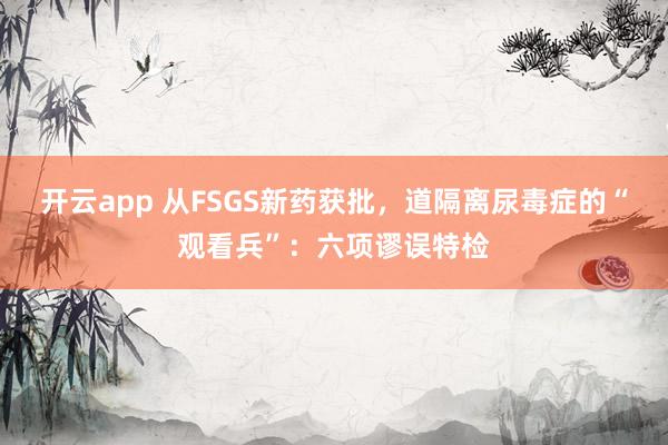开云app 从FSGS新药获批，道隔离尿毒症的“观看兵”：六项谬误特检